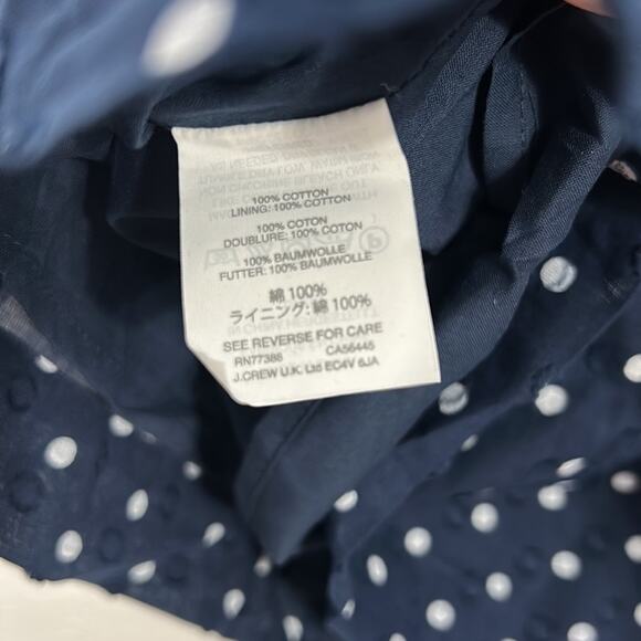 J. Crew Navy & White Polka Dot Ruffle Off The Shoulder Blouse Women’s Size 2 - Picture 5 of 5